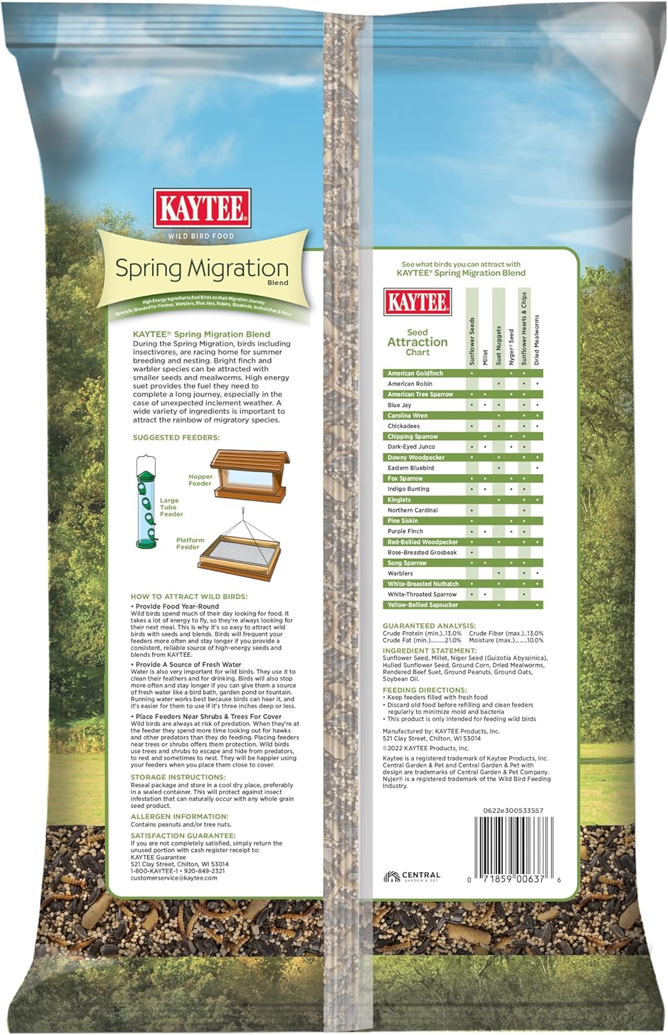 Kaytee Wild Bird Food, Spring Migration Seed Blend, 8 lb