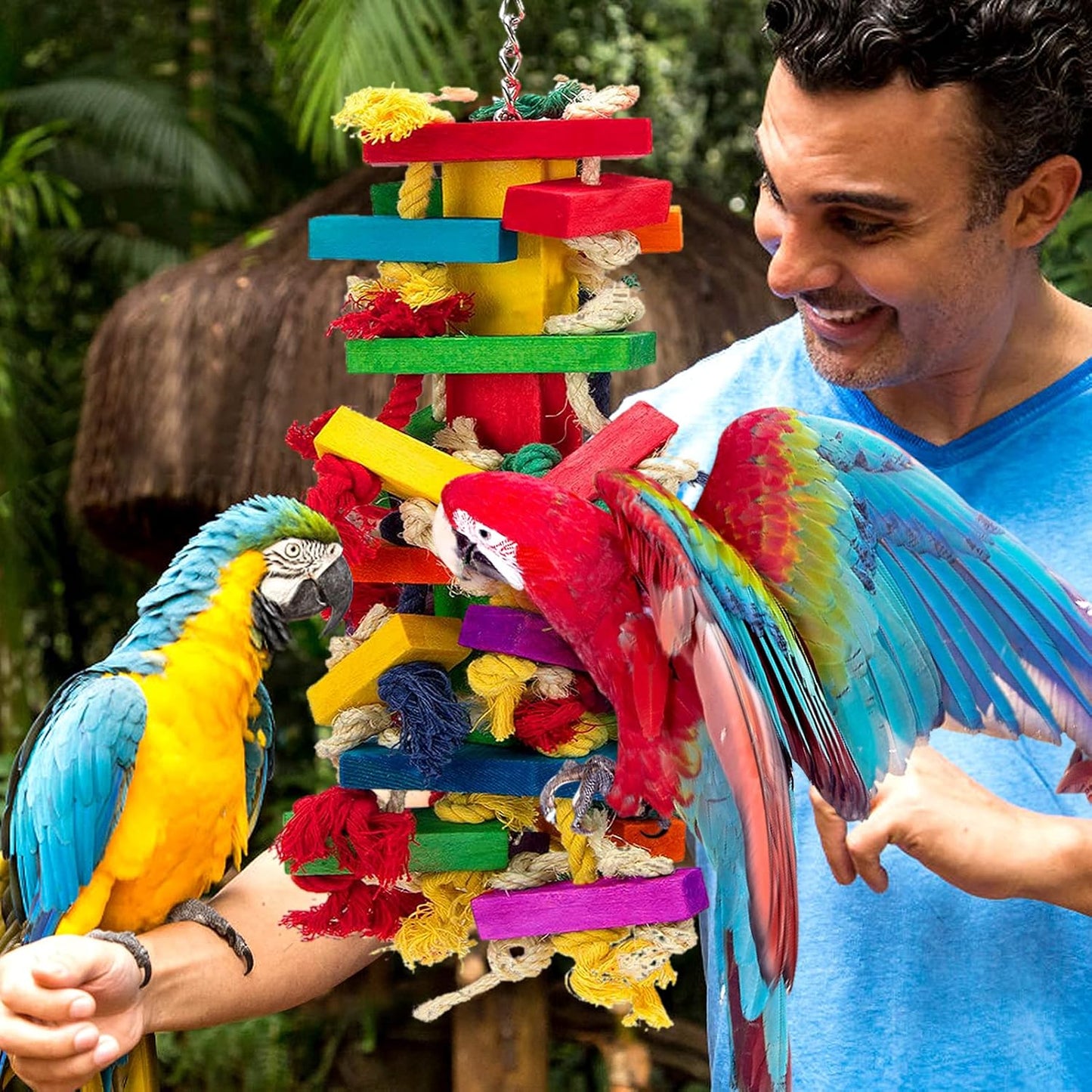 Extra Large Bird Parrot Toys for Macaws, African Grey, Amazon Parrots Bird Gifts
