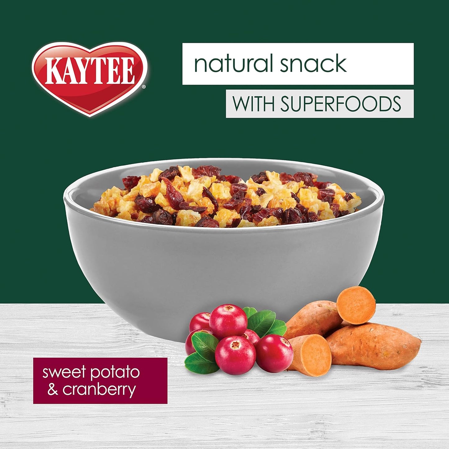 Kaytee Natural Snack with Superfoods For Pet Guinea Pigs, Rabbits, Hamsters, and Other Small Animals, Sweet Potato & Cranberry, 3 Ounces