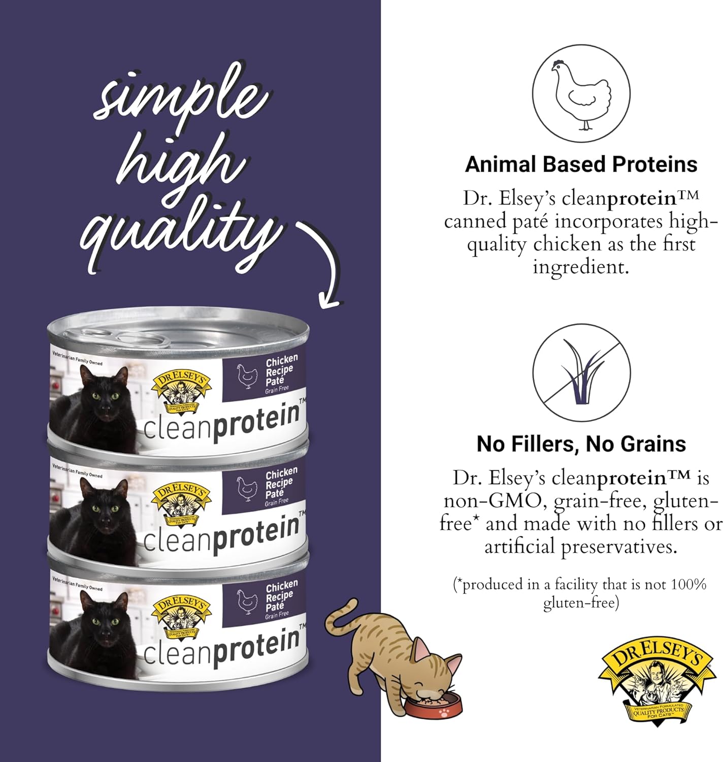 Dr. Elsey's cleanprotein Chicken Recipe Wet Cat Food (Case of 24), 2.75 oz Canned Food