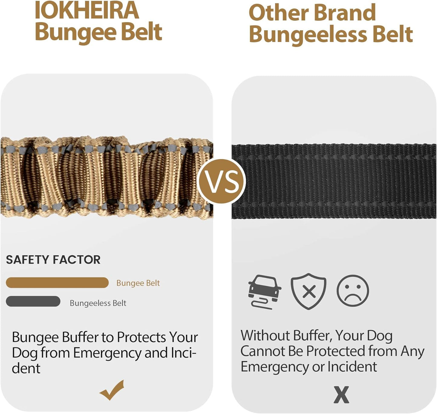 IOKHEIRA Dog Seatbelt, Universal Reflective Bungee Dog Car Harness with Hook Latch & Seatbelt Buckle, Swivel Aluminum Carabiner, Green