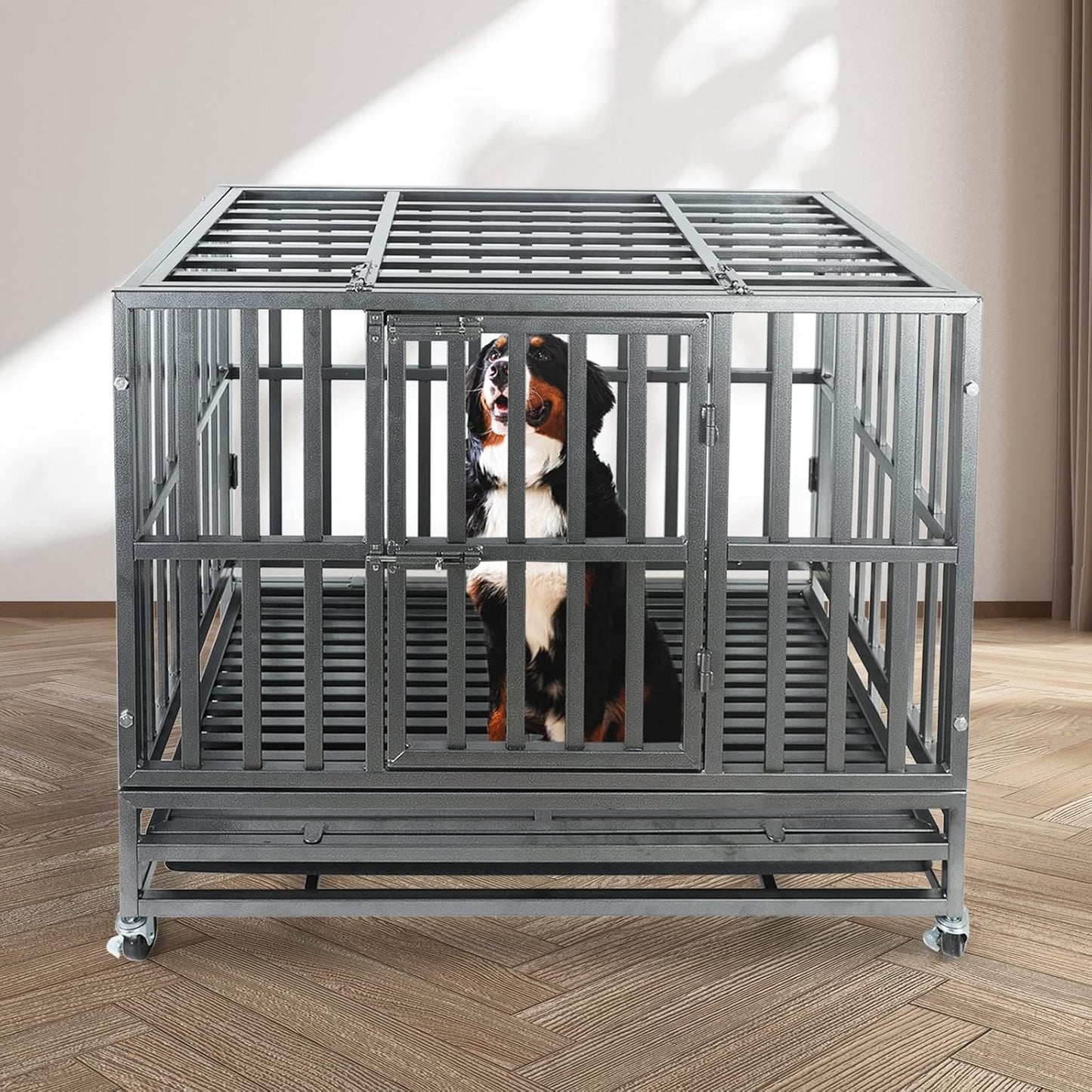37Inch Heavy Duty Dog Cage Kennel Strong Metal Dog Cage