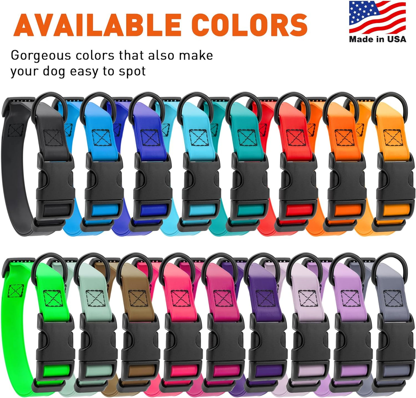 Dogline Biothane Waterproof Dog Collar with Quick Release Buckle Strong Coated Nylon Webbing with Odor- Proof for Easy Care Easy to Clean Fits Small Medium Large Dogs, Amethyst Purple 1" W 15-23" L