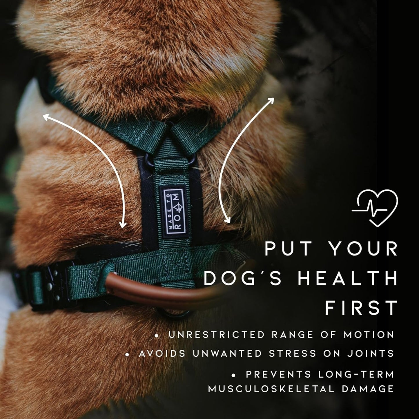 MADE TO ROAM Premium Explorer Harness - Y-Shaped Dog Harness with Adjustable Durable Nylon, Soft Padding, Metal Buckles and Leather Handle for Small, Medium, Large Dogs (Montana Moonrise, Size 1)