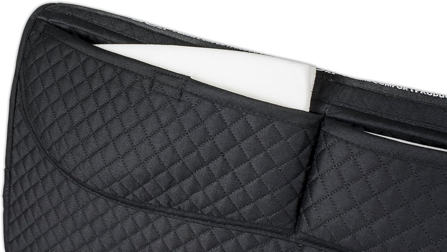 ECP Equine Comfort Products Thermoregulating Western Saddle Pad, Machine Washable Contoured Fit, Water Absorbing, Therapeutic, Shock Absorbing with Adjustable Memory Foam Shims