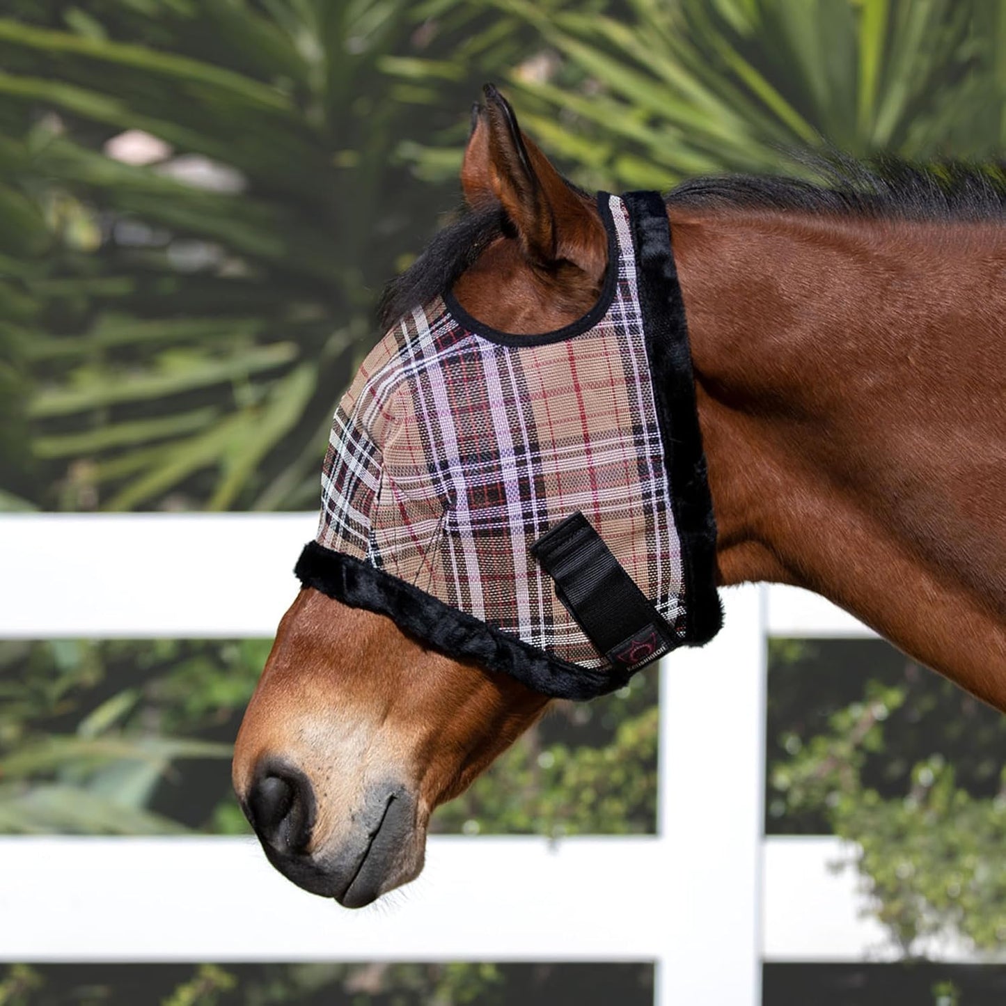 Kensington KPP Fly Mask with Fleece Trim, Deluxe Black Plaid, X-Large