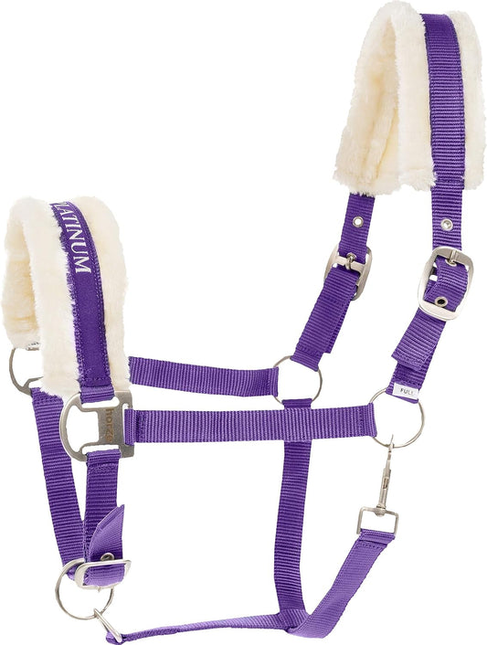 HORZE Howard Soft Fleece Padded Adjustable Polyester Horse Halter - Purple - Shetland