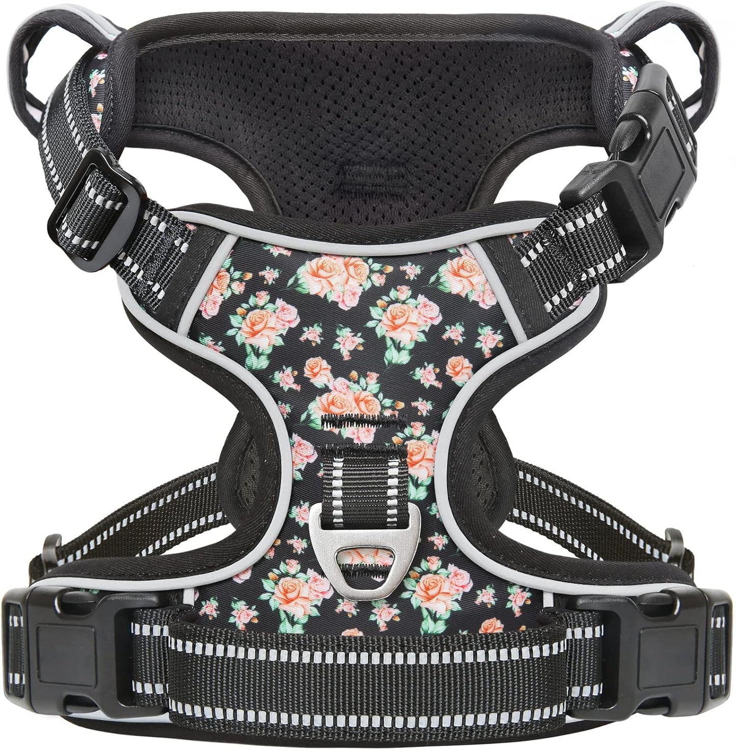 Timos No Pull Dog Harness,NO Need Go Over Dogs Head 3 Snap Buckles Reflective Oxford No Choke Harness with Front&Back 2 Metal Leash Clips Soft Padded for Small Medium Large Dogs,X-Large (Pack of 1)