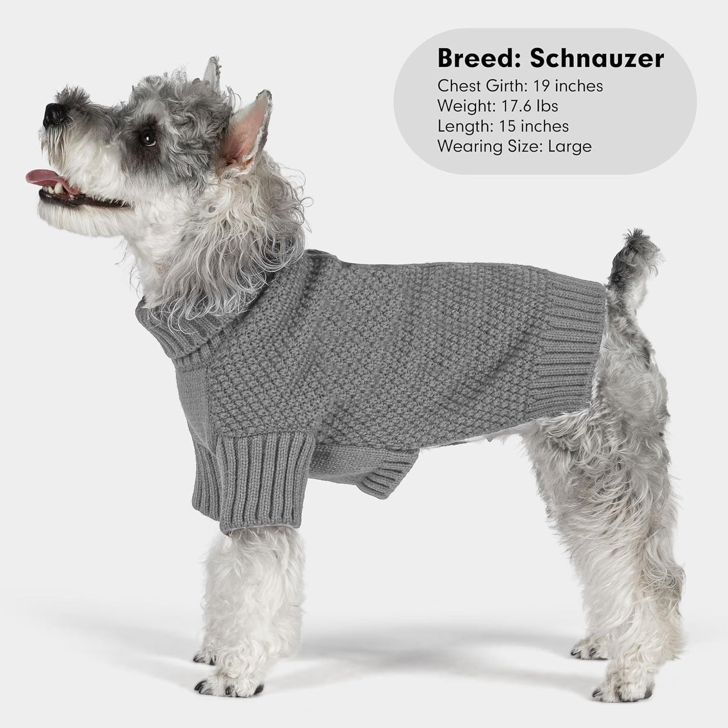 cyeollo Dog Sweaters Turtleneck Knitted Sweater with Leash Hole Winter Pet Clothes Dog Sweaters for Small Dogs, Grey M