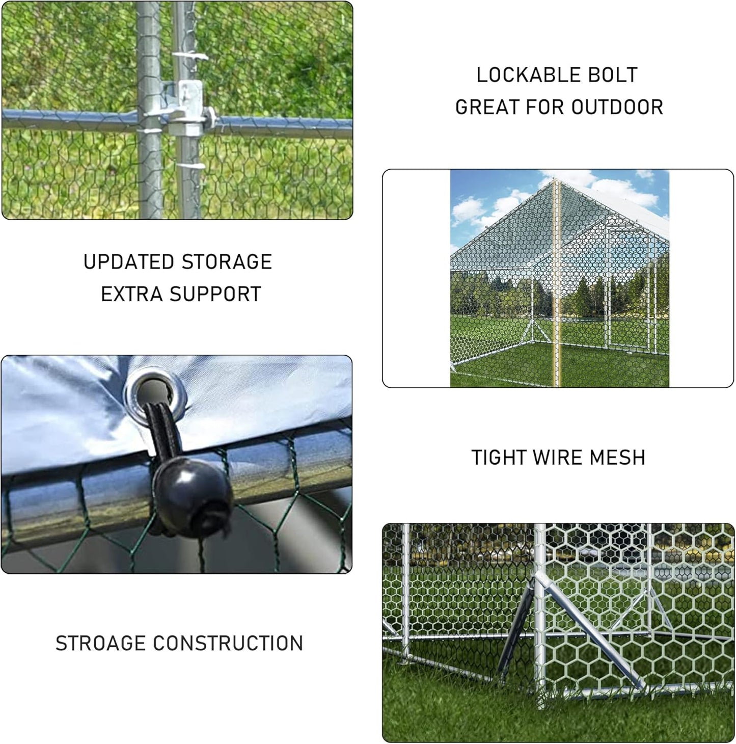 4ever2buy Large Metal Chicken Coop with Run Walk-in Poultry Cage Chicken Runs House Pen Cage Spire Roofed Chicken Coops with Anti-Ultraviolet Cover for Outdoor Yard Farm Use 9.8’L x 13.1’W x 6.4’H