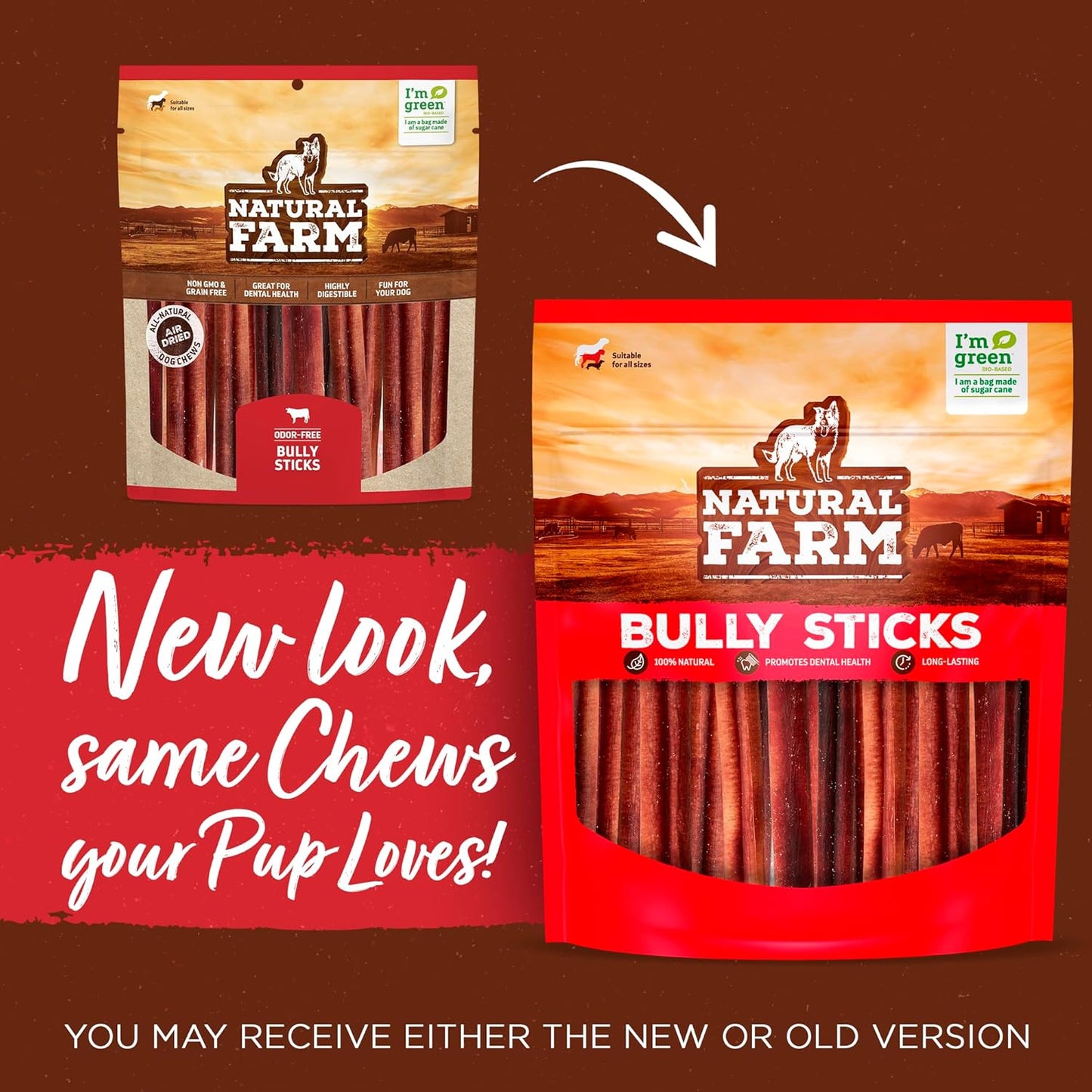 Natural Farm Odor-Free Bully Sticks (12 Inch, 12 Pack), 1.2 lbs. Per Bag, 100% Beef Pizzle Chews, Grass-Fed, Non-GMO, Fully Digestible Long Lasting Best Dental Treats to Keep Your Dogs Busy