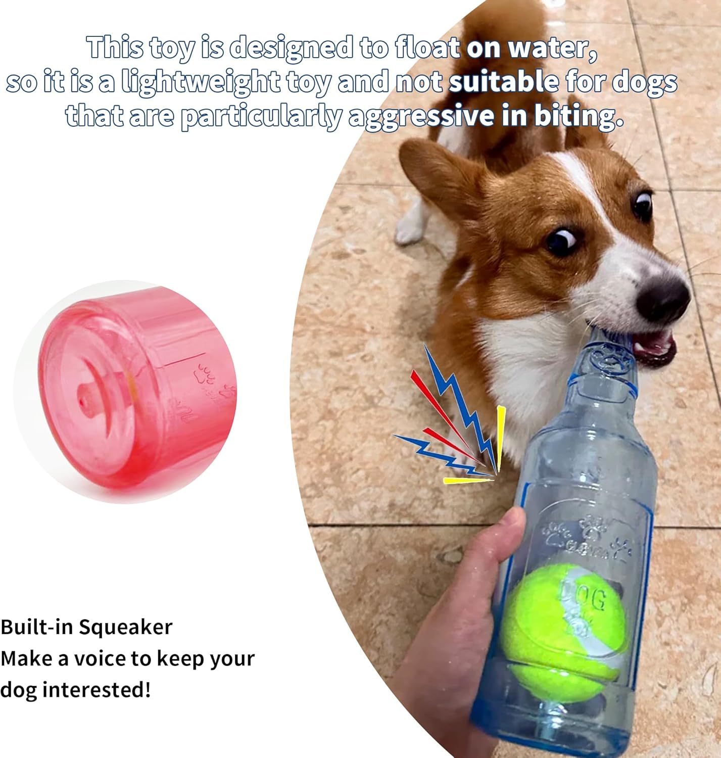 Floating Dog Chew Toy, Squeaky Indestructible Rubber Fetch Toy for Small Medium Large Dogs - Pool & Lake Water Toys Red S