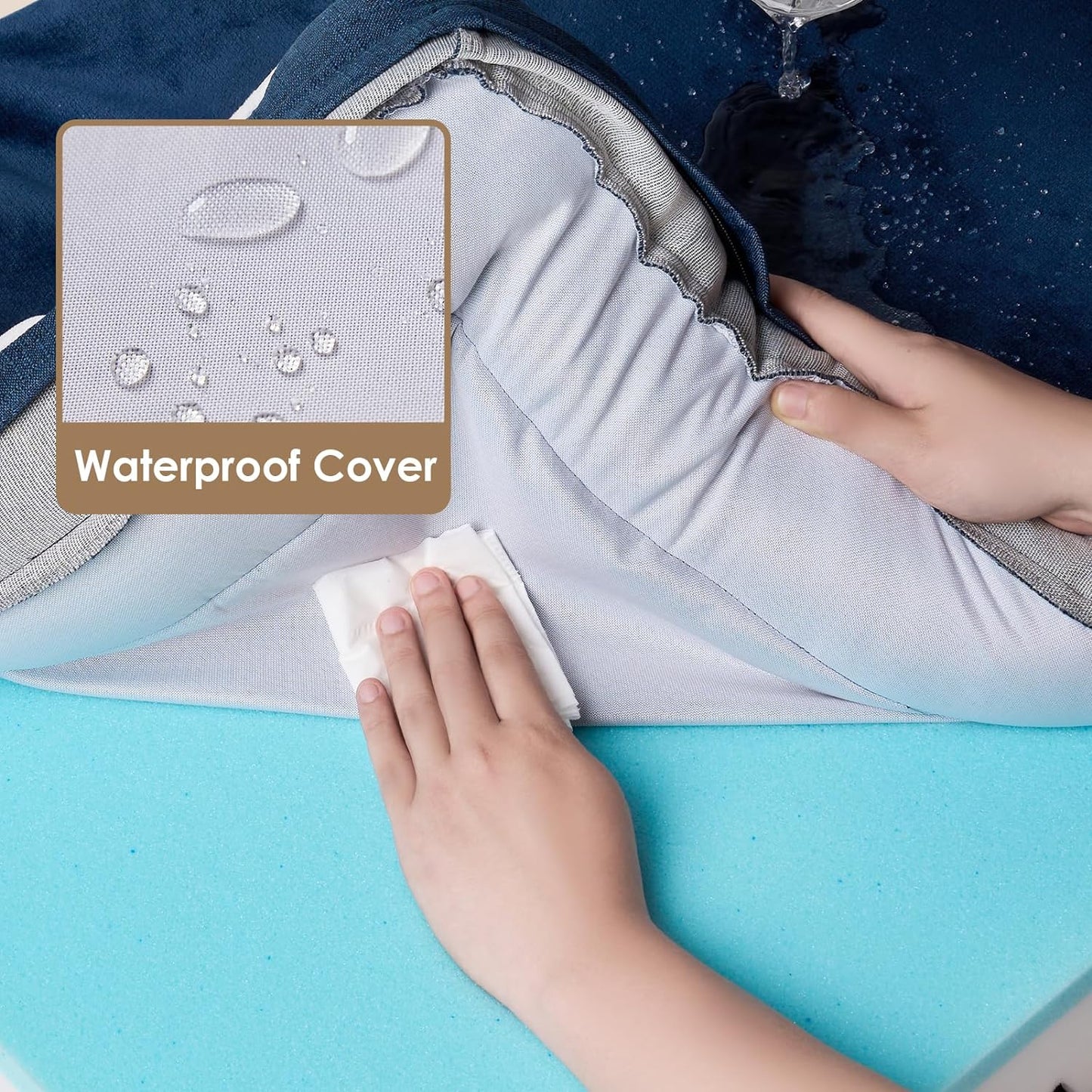 EHEYCIGA Orthopedic Dog Beds for Large Dogs, Waterproof Memory Foam Large Dog Bed with Sides, Non-Slip Bottom and Egg-Crate Foam Pet Couch Bed with Washable Removable Cover, Navy