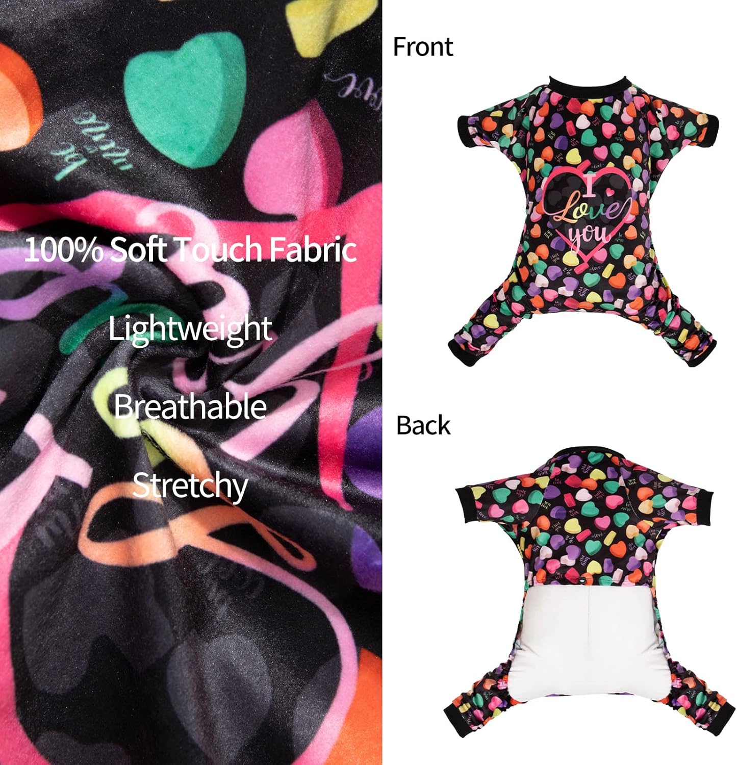 CuteBone Small Dogs Valentines Outfit Soft Puppy Onesies Pjs Dog Pajamas Pet Coat Cat Apparel Comfy Doggie Jumpsuit Bodysuit for All Seasons P272S