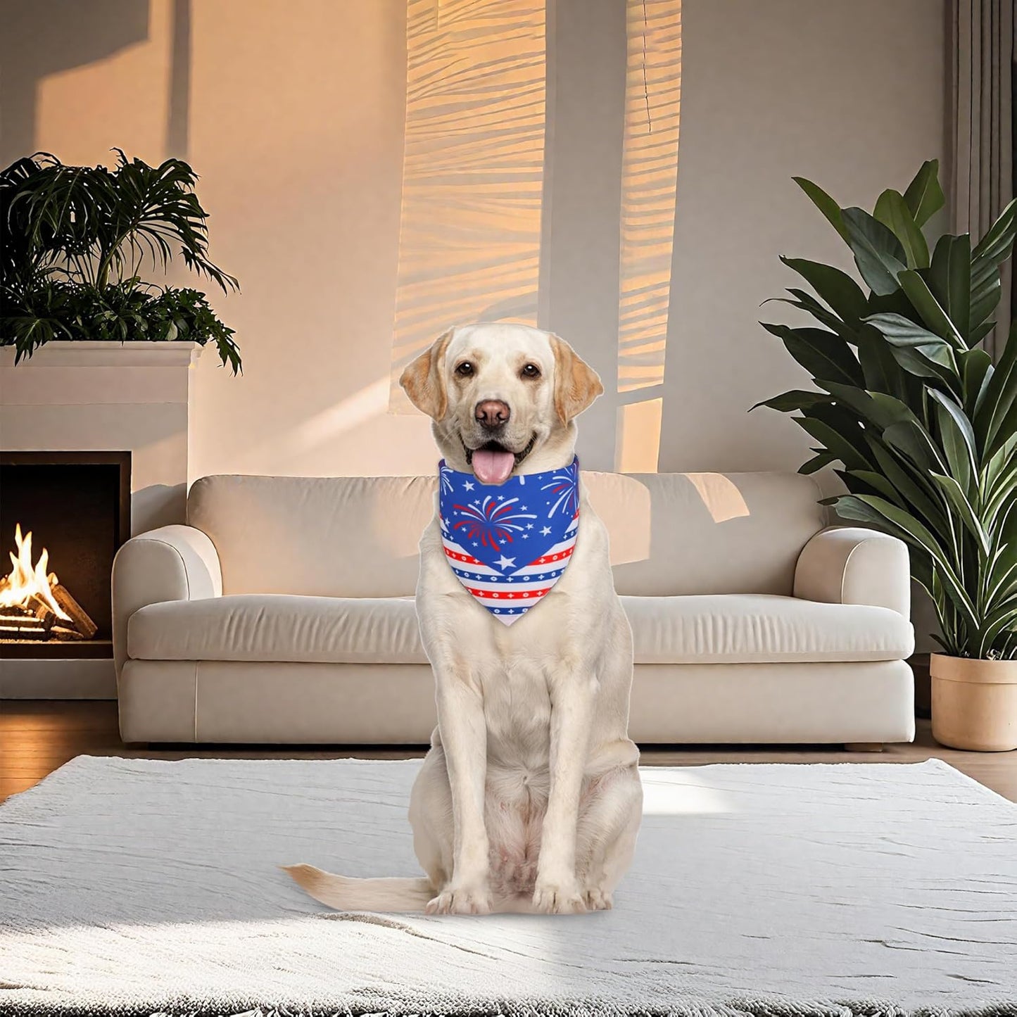 4th of July Cooling Dog Bandana 1-Pack for XLarge Dogs - Patriotic Bandanas with American Flag Design, Breathable & Quick-Dry Pet Accessories