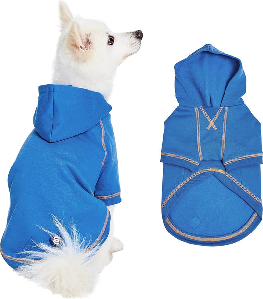 Blueberry Pet Essentials Soft & Comfy Better Basic Cotton Blend Dog Hoodie Sweatshirt in Alaskan Blue, Back Length 24", Pack of 1 Jacket for Dogs
