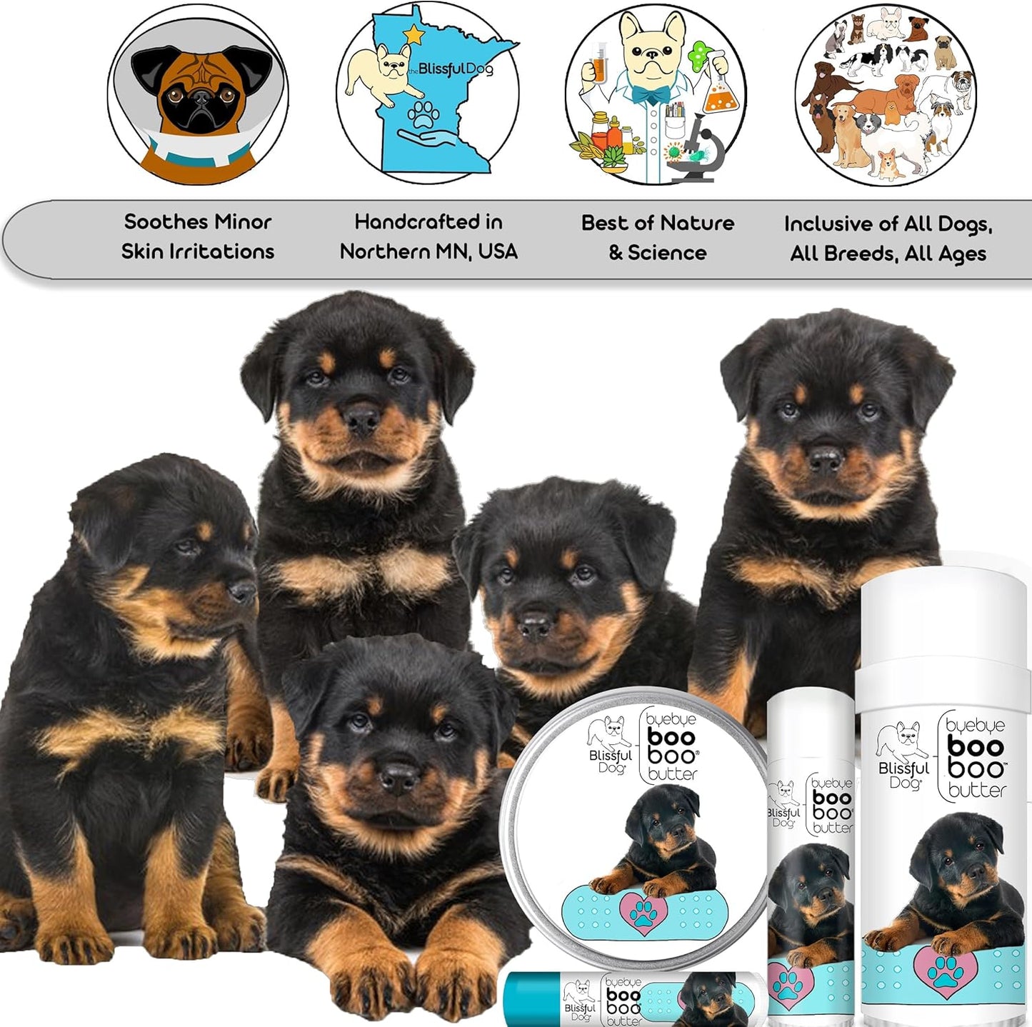 The Blissful Dog 8 oz TIN Rottweiler Booboo Butter