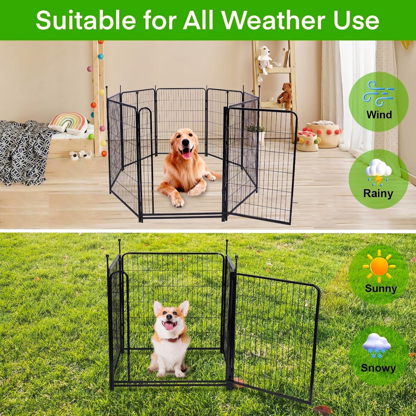 Garden Fencing 40 inch High, 14 Panels Total 31 Ft(L), Gate 21 inches Wide with Low Sills. Fencing for Garden Beds, Dog Digging Fences Barrier, Dog Fences for The Yard, Animal Barrier Fence