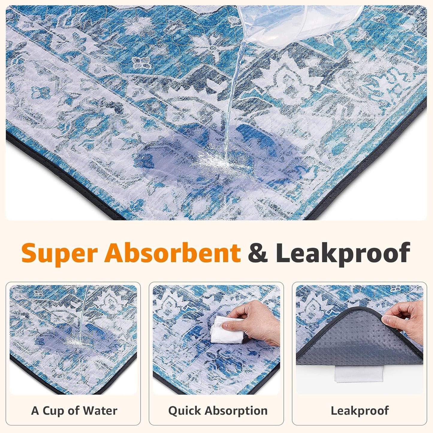 LOOBANI Washable Pee Pads for Dogs, 2 Pack Super Absorbent Reusable Puppy Pads Leakproof Dog Traning Pads, Waterproof Non-Slip Whelping Pad for Floor, Playpen, Crate, Couch-72 x72 (Blue)