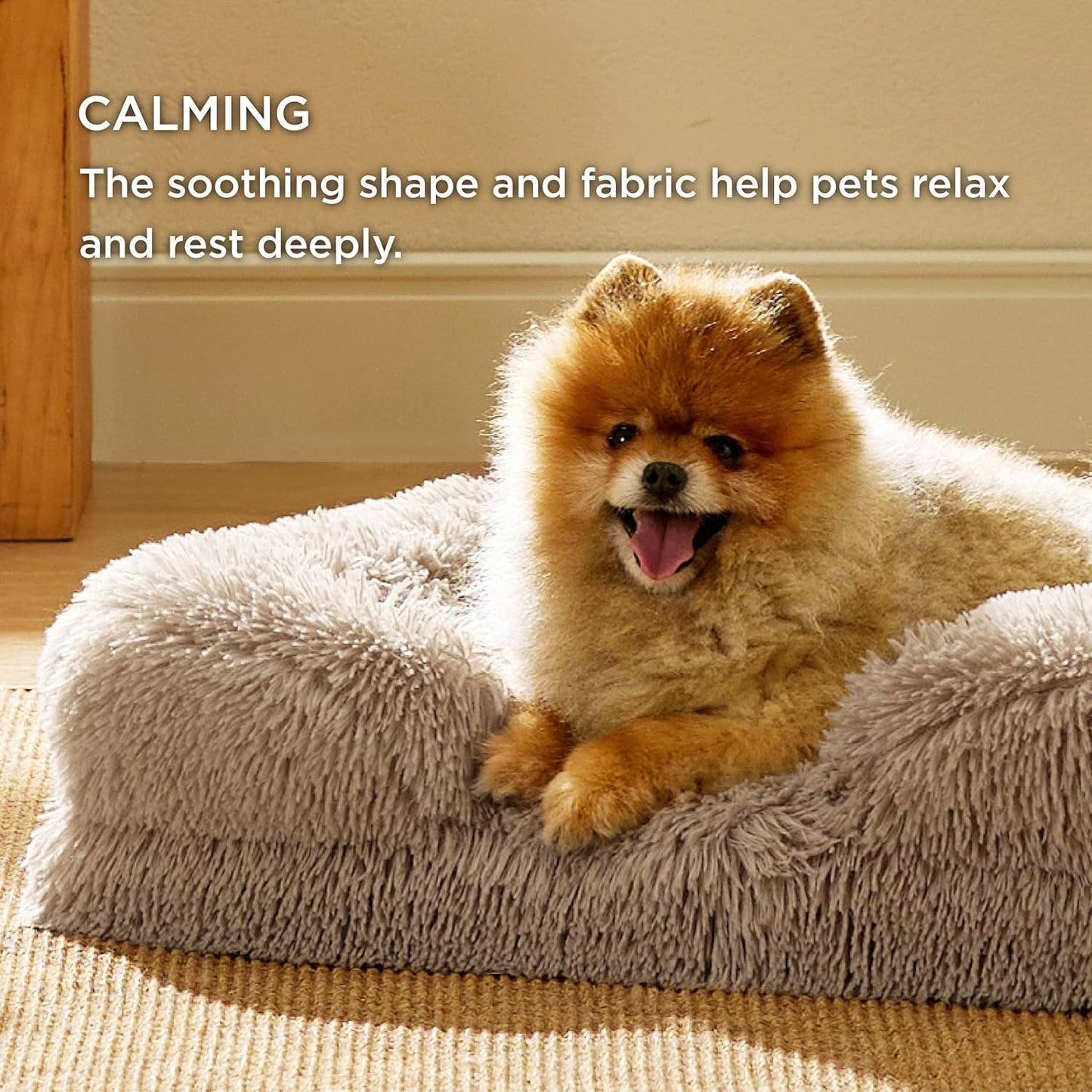 Bedsure Orthopedic Dog Beds for Small Dogs - Washable Small Dog Cat Bed Waterproof, Comfort Pet Couch Sofa with Washable Removable Cover, Pets Bed with Nonskid Bottom, Long Faux Fur-Taupe, 24"