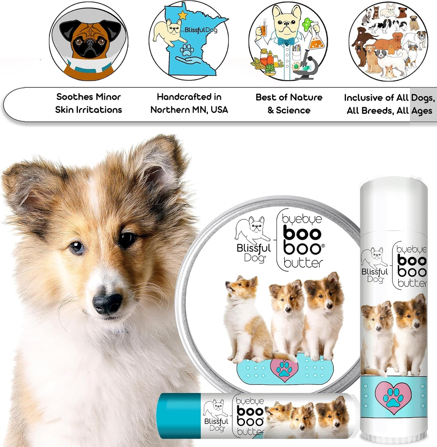 The Blissful Dog 2 oz TIN Shetland Sheepdog Booboo Butter