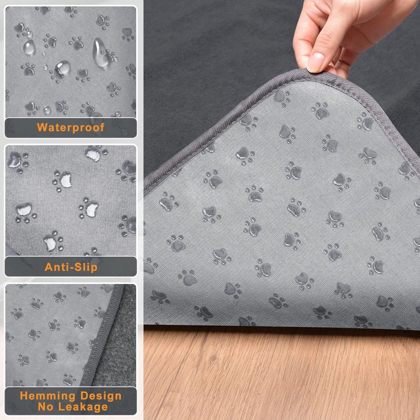 LOOBANI 2 Packs Extra Large Reusable Dog Mat for Floor, Non-Slip Washable Pee Pads for Dogs, Fast Absorbent Pet Whelping Pads, Puppy Playpen Mat for Incontinence, Housebreak, Crate, 72x72in, Mix
