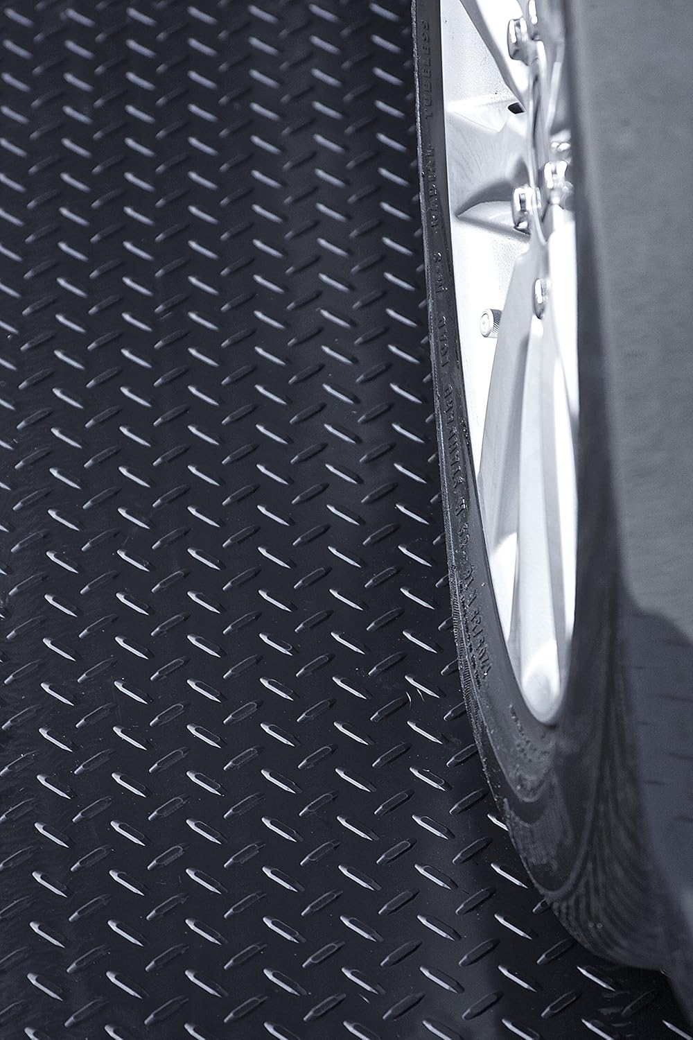 RESILIA Heavy Duty Garage Floor Runner & Protector Mat - Slip Resistant Diamond Plate PVC Mats - Water, Spill, & Stain Resistant, Black (4 feet x 15 feet), Made in The USA